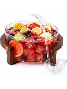 Stylish 1.2 Gallon Hammered Glass Punch Bowl Set with Ladle - Perfect for